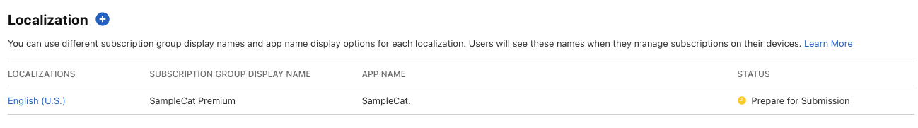 Localization for the subscription group