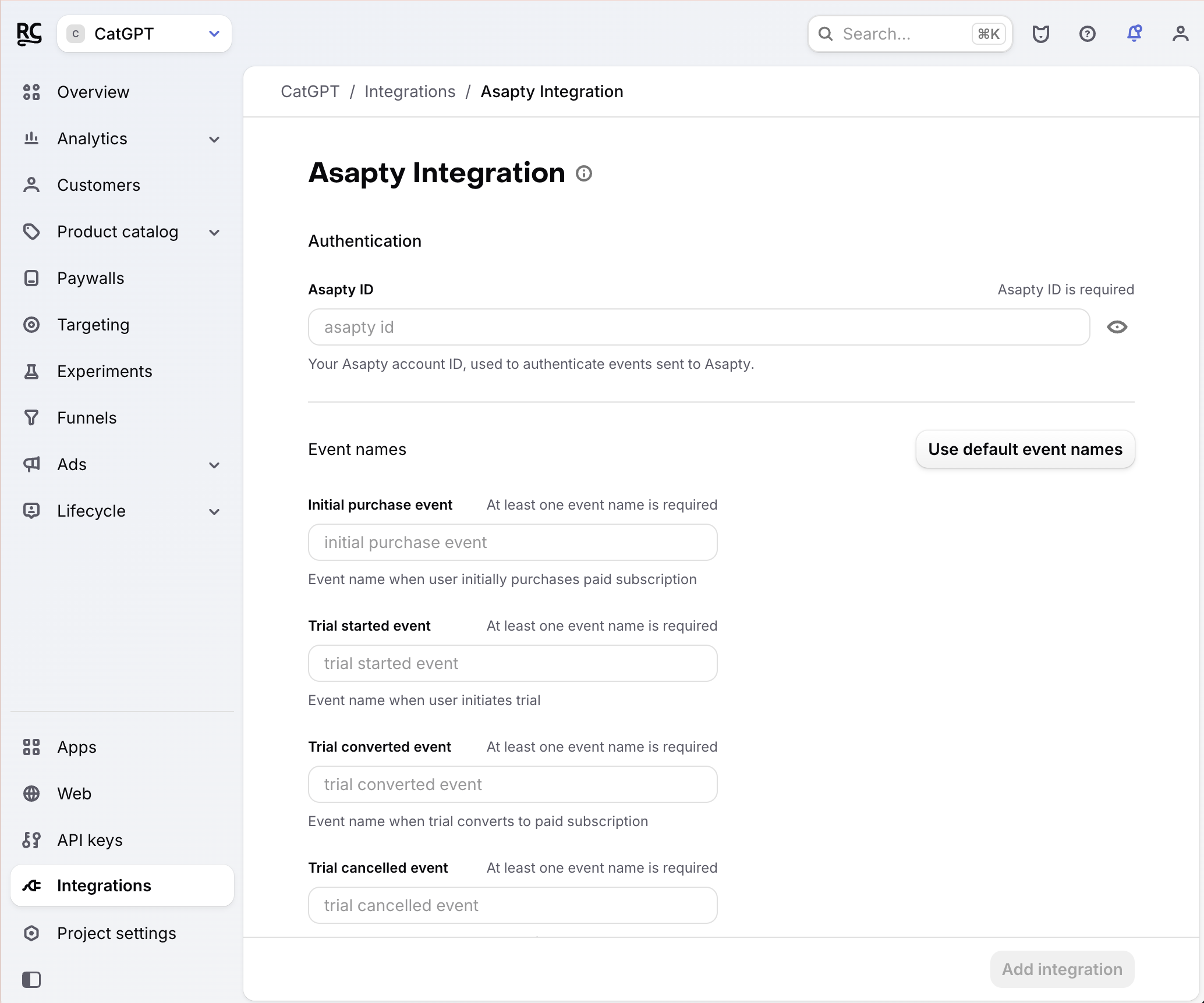 Asapty configuration