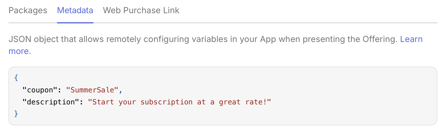Coupon Deeplink Metadata