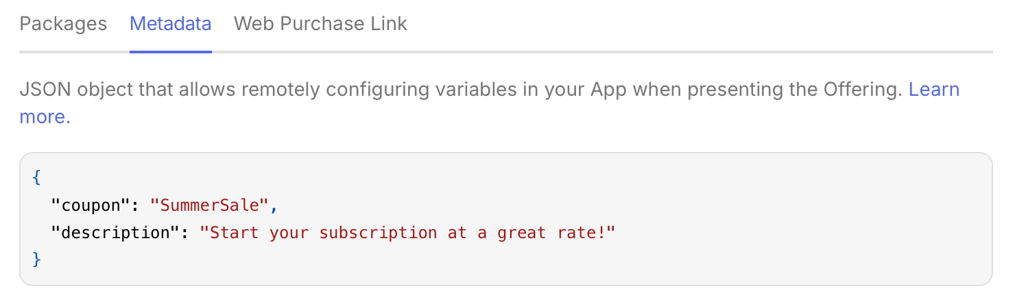 Coupon Deeplink Metadata