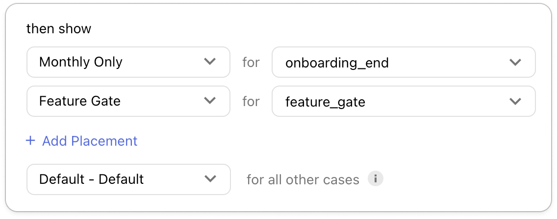 Set a Placement for all other cases
