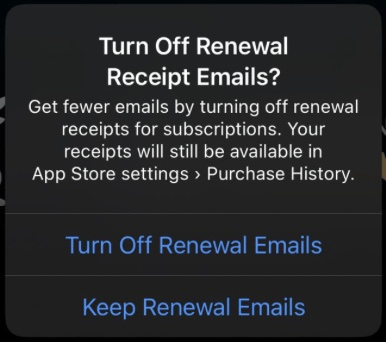 iOS Renewal Email Prompt