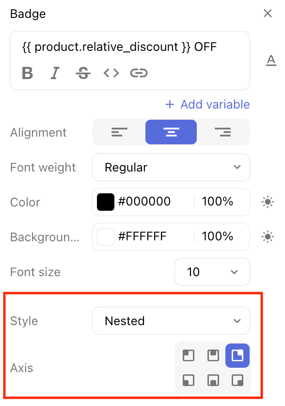 Badge properties