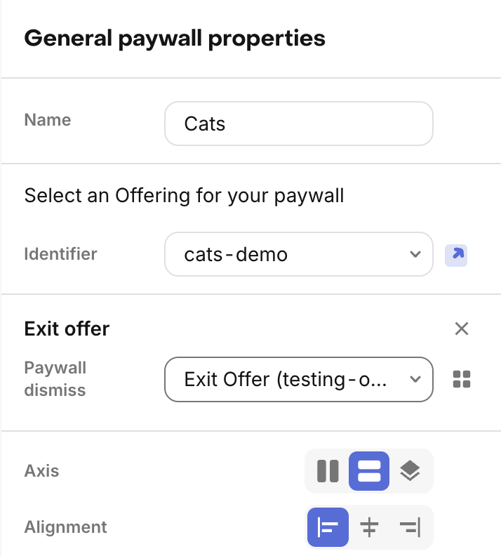 Exit offer configuration