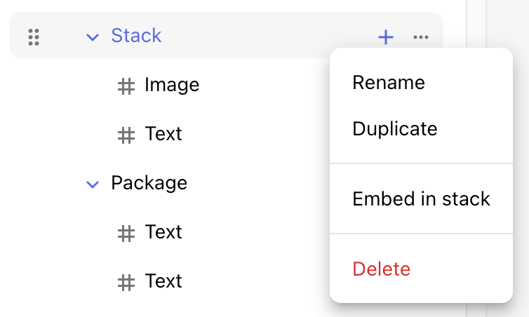 Stack options
