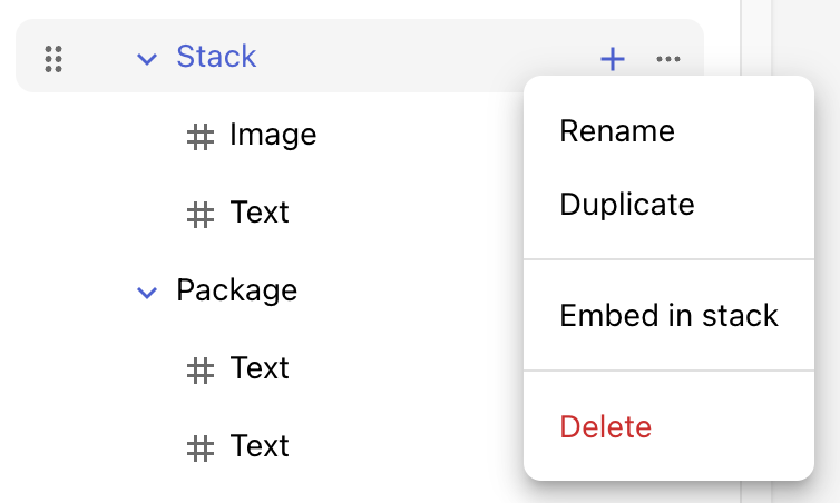 Stack options