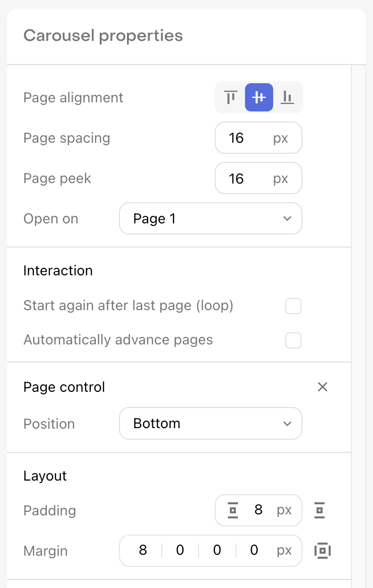 Carousel properties