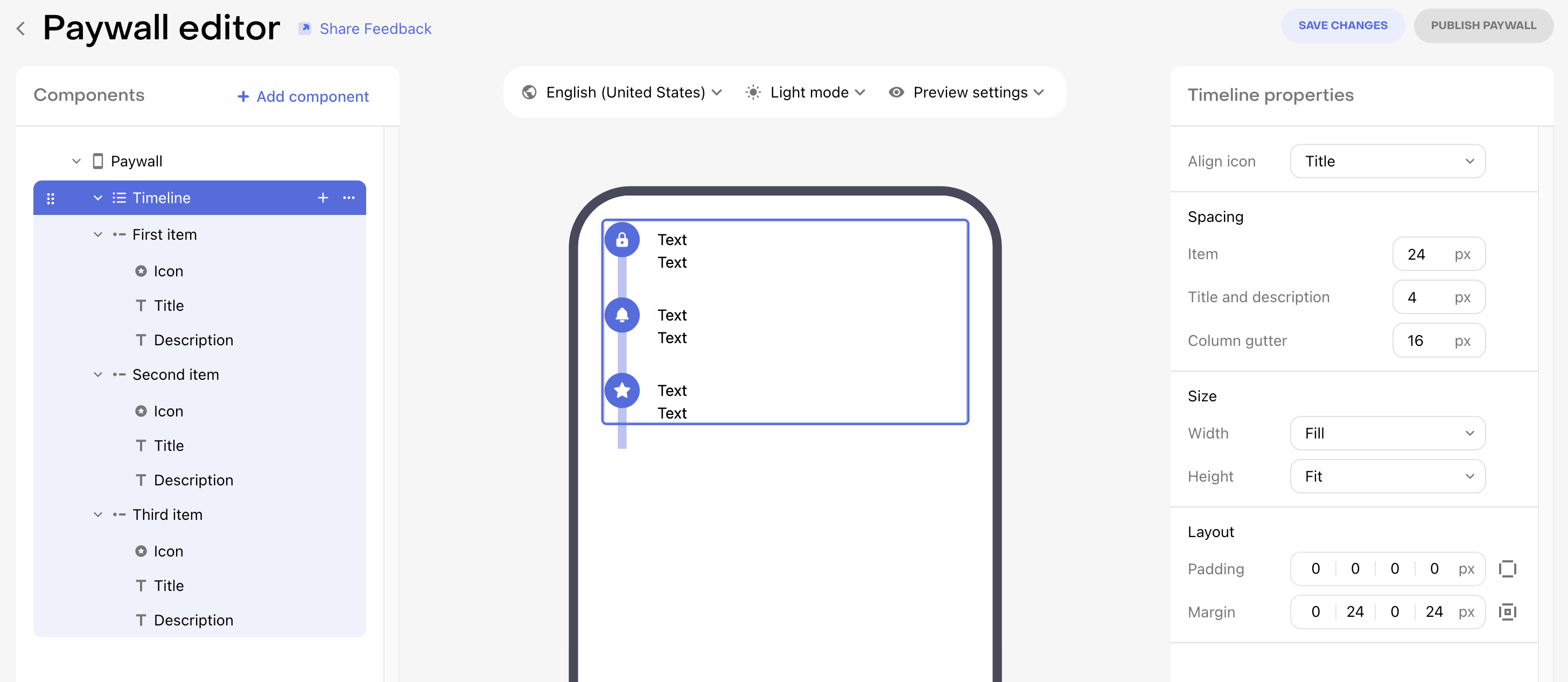 Timeline properties