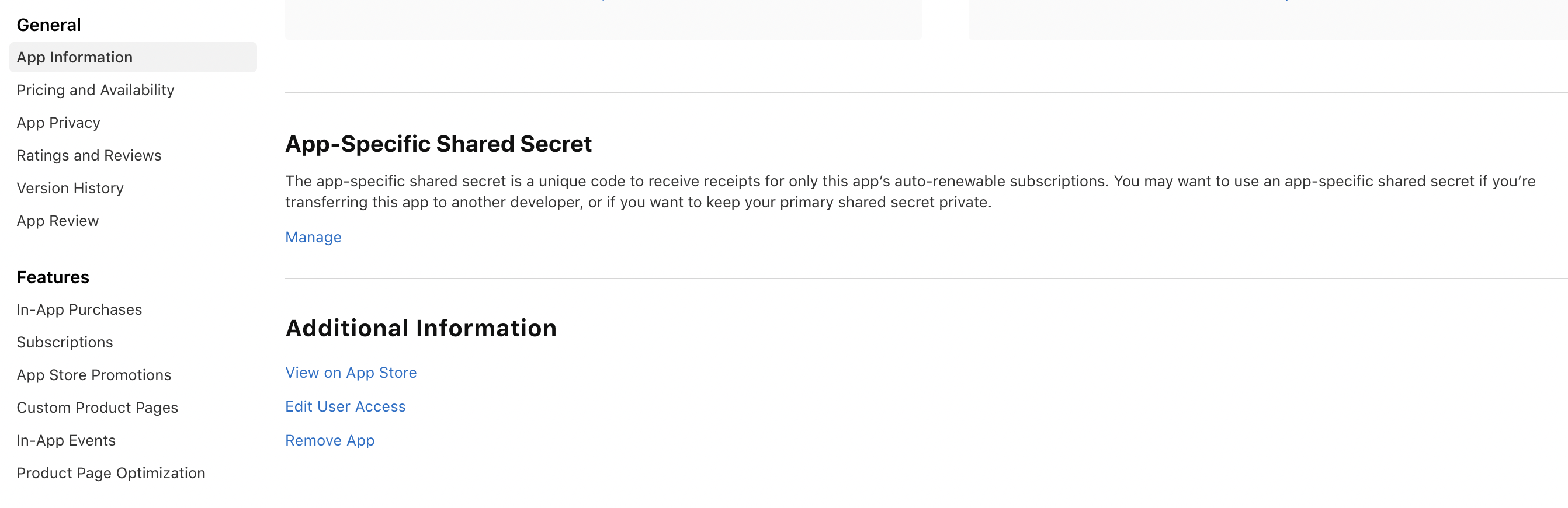 Shared secret in App Store Connect