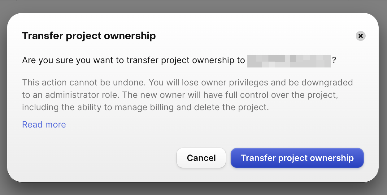 confirm project transfer request